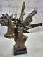 "signed St. Valentine's Day Couple Bronze Sculpture Statue On Warm Marble Base"