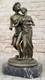 Signed St. Valentine&rsquo;s Day Couple Bronze Sculpture Statue On A Marble Base, Warm<br/>