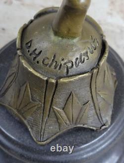 Signed Swimmer Dancer Chiparus Bronze Sculpture Statue Marble Base Open