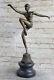 Signed Swimmer Dancer Chiparus Bronze Sculpture Statue On Marble Base