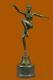 Signed Swimmer Dancer Chiparus Bronze Sculpture Statue On Marble Base Figurine.