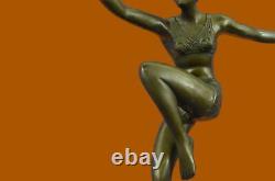 Signed Swimmer Dancer Chiparus Bronze Sculpture Statue on Marble Base Figurine.