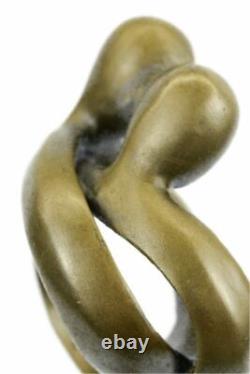Signed Valentine Day Couple Bronze Sculpture Statue on Marble Base Cast Gift