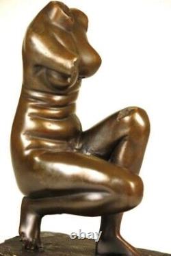 Signed Venus De Milo Chair Female Bronze Marble Base Sculpture Figure