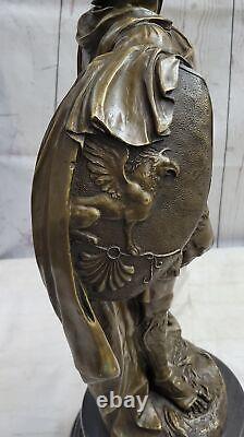 Signed Very Large Greek Warrior Bronze Sculpture Statue Domestic Marble Sale