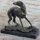 Signed Villanis Strong Greyhound Bronze Sculpture Marble Base Statue Figurine Nr