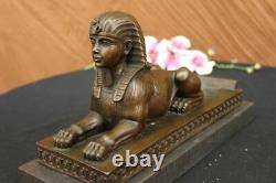 Signed Vintage Mythological Creature Creature Sphinx Egyptian Art Deco Marble Sculpture
