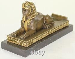 Signed Vintage Mythological Creature Egyptian Sphinx Art Dry Marble Sculpture