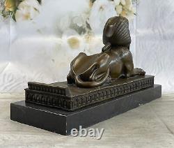 Signed Vintage Mythological Egyptian Sphinx Marble Sculpture Artwork