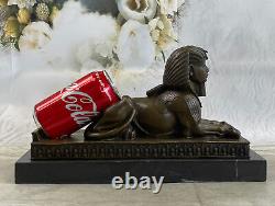 Signed Vintage Mythological Egyptian Sphinx Marble Sculpture Artwork