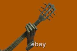 Signed Williams Abstract Male Play Bronze Guitar Bust Sculpture Marble Figure