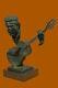Signed Williams Abstract Man Play Bronze Guitar Bust Sculpture Marble Figure