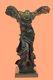 Signed Winged Victory Of Samothrace Bronze Sculpture On Marble Base Figure Decoration