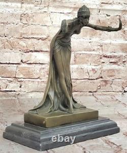 Signed by D. H. Chiparus, Art Deco Bronze Dancer Sculpture, Nouveau Marble No.