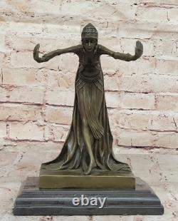 Signed by D. H. Chiparus, Art Deco Bronze Dancer Sculpture, Nouveau Marble No.