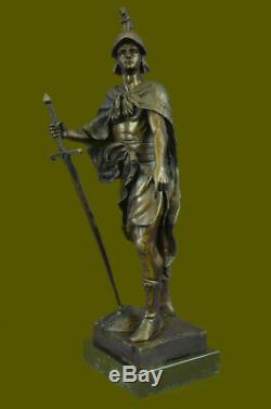 Signéepicaultromain Soldier Bust Bronze Sculpture Marble Base Art Balance