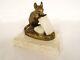 Small Sculpture By Clovis Masson In Bronze And Marble, Depicting An Animalistic Mouse Nibbling 19th Century.