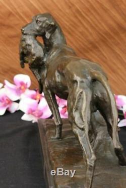 Solid Bronze Cast Statue Golden Retriever Signed Art Deco Marble Decor Deal