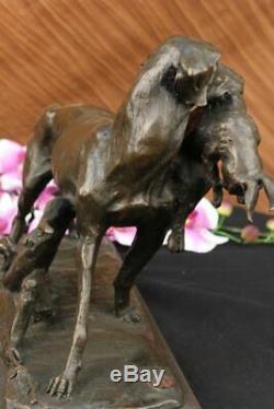 Solid Bronze Cast Statue Golden Retriever Signed Art Deco Marble Decor Deal