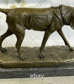 Solid Bronze Foxhound Dog Sculpture Statue Handmade Marble Base Art Signed