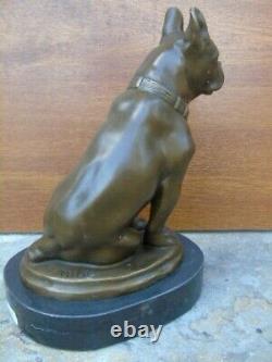 Statue Of A Bronze Dog Signed On Marble