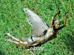 Statue Of An Elf In Flight On Marble Signed, Superb