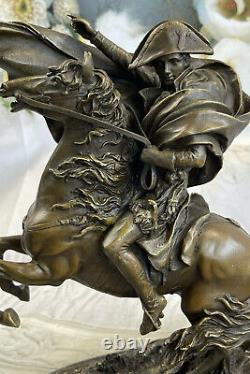 Statue Sculpture Horse Napoleon English Bronze Style Signed Marble Base