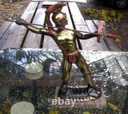 Statue of Leonidas Greek Warrior Bronze on Marble Base