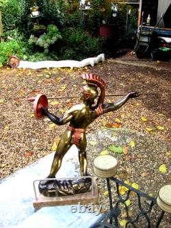 Statue of Leonidas Greek Warrior Bronze on Marble Base