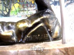 Statue of Leonidas Greek Warrior Bronze on Marble Base