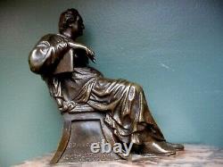 Statutte Bronze Bust Of Goethe Assisted On Socle Marbre Signed P. Marchsi 19th