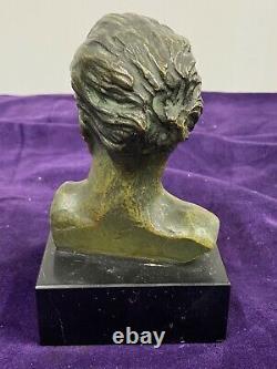 Stunning Male Bust In Bronze On Black Marble Base Signed G Garreau