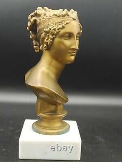 Superb Antique Bronze Bust Signed By F. Barbedienne (1810-1892) On Marble