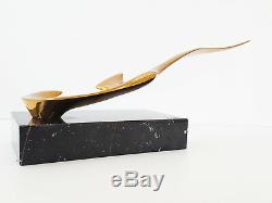 Superb Bronze Bird On Marble 70s 70s Vintage Modernist Signs D1 Archer