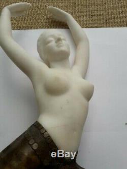 Superb Bronze Sculpture Dancer And Marble In 1930 Signed Rigaud