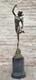 Superb Bronze Sculpture Statue Of Mercury Hermes Signed Bologna Marble Decor