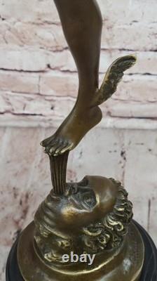 Superb Bronze Sculpture Statue of Mercury Hermes Signed Bologna Marble Decor