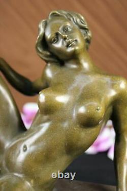 Superb Erotic Signed Flesh Bronze Statue Sculpture Marble Hot Figurine Cast Iron