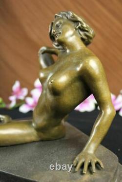 Superb Erotic Signed Flesh Bronze Statue Sculpture Marble Hot Figurine Cast Iron