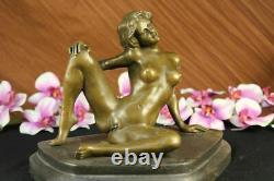 Superb Signed Erotic Chair Bronze Statue Marble Sculpture Hot Figure Fonte