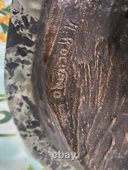 Torque De Cervides En Bronze Sur Plaque De Marbre Signed Rochard