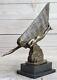 Translated Title: "signed Bronze Swimmer Girl Sculpture Statue On Marble Base Figurine Home Decor"