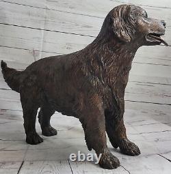 Translation: Labrador Retriever Bird Hunting Dog Bronze Marble Sculpture Signed J