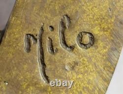 Unique Marble Figurine Thinker Skeleton Bronze Sculpture Signed Milo