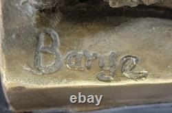 Vintage Brass or Bronze Lion Head Bust Sculpture, Signed, Marble Base Statue