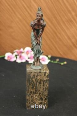 Vintage Bronze Art Deco Figurine Sculpture Signed Marble Art Figurine Milo