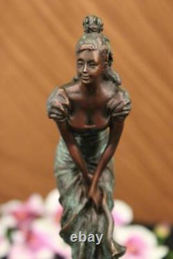 Vintage Bronze Art Deco Figurine Sculpture Signed Marble Art Figurine Milo