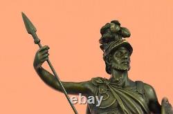 Vintage Bronze Bust Signed Marble Base Romain/grec Bearded Men Soldier Deal
