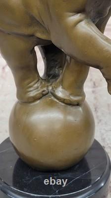 Vintage Bronze Sculpted Elephant Statue on Marble Base, Art Deco, Signed