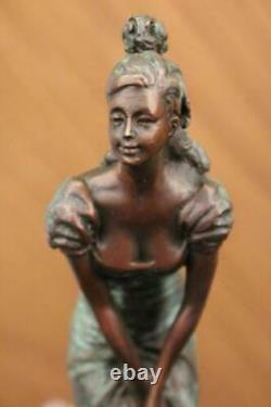 Vintage Bronze Sculpture Art Deco Figure Sign Figure Marble Milo Decor